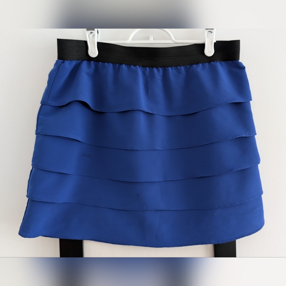 Central Park West Royal Blue Tiered Mini Skirt